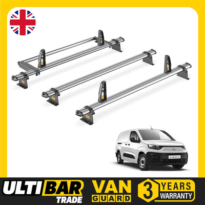 Fiat Doblo Roof Rack for 2022+ [Long L2] 3 Bars, Roller, Loadstops - Van Guard