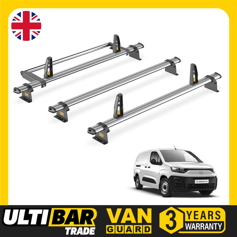 Fiat Doblo Roof Rack for 2022+ [Long L2] 3 Bars, Roller, Loadstops - Van Guard