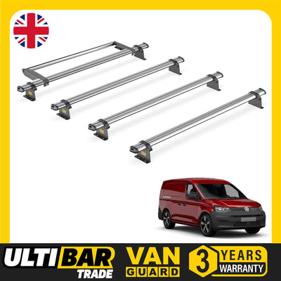 VW Caddy Roof Rack for 2020+ 4x Roof Bars & Roller - Van Guard Trade
