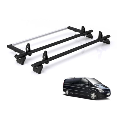 Mercedes Vito (2003-2014) - Rhino Kammbar Black Roof Bars and Rear Roller