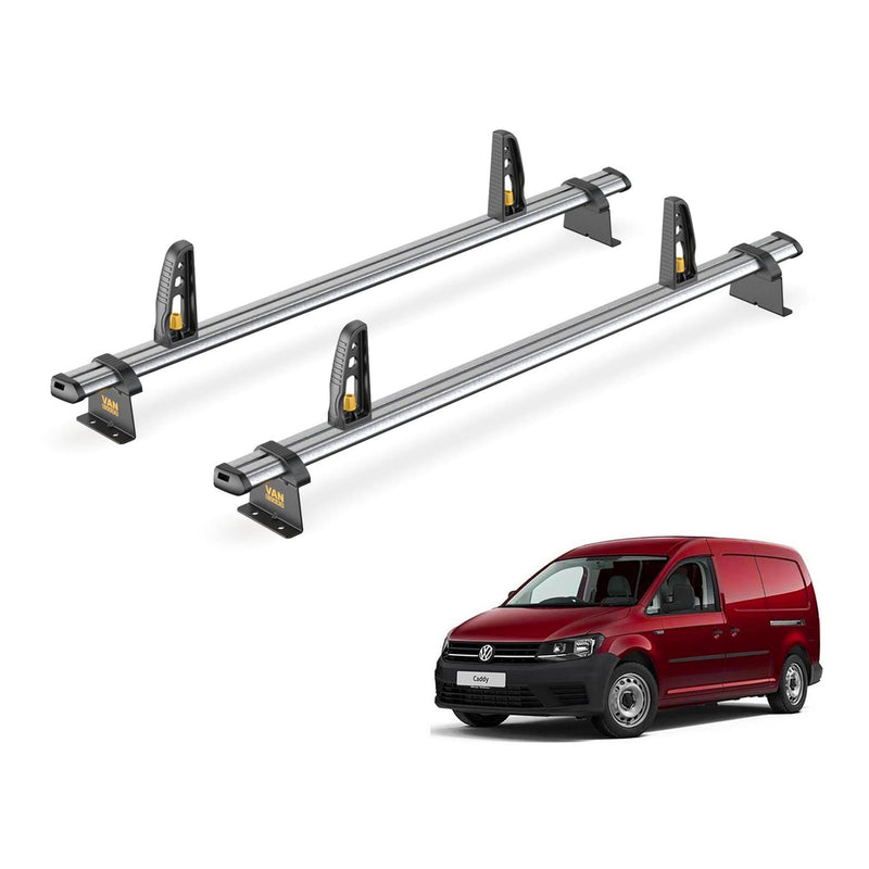 VW Caddy Roof Rack for 2010-2015 Maxi 2x Roof Bars + Loadstops Van Guard Trade