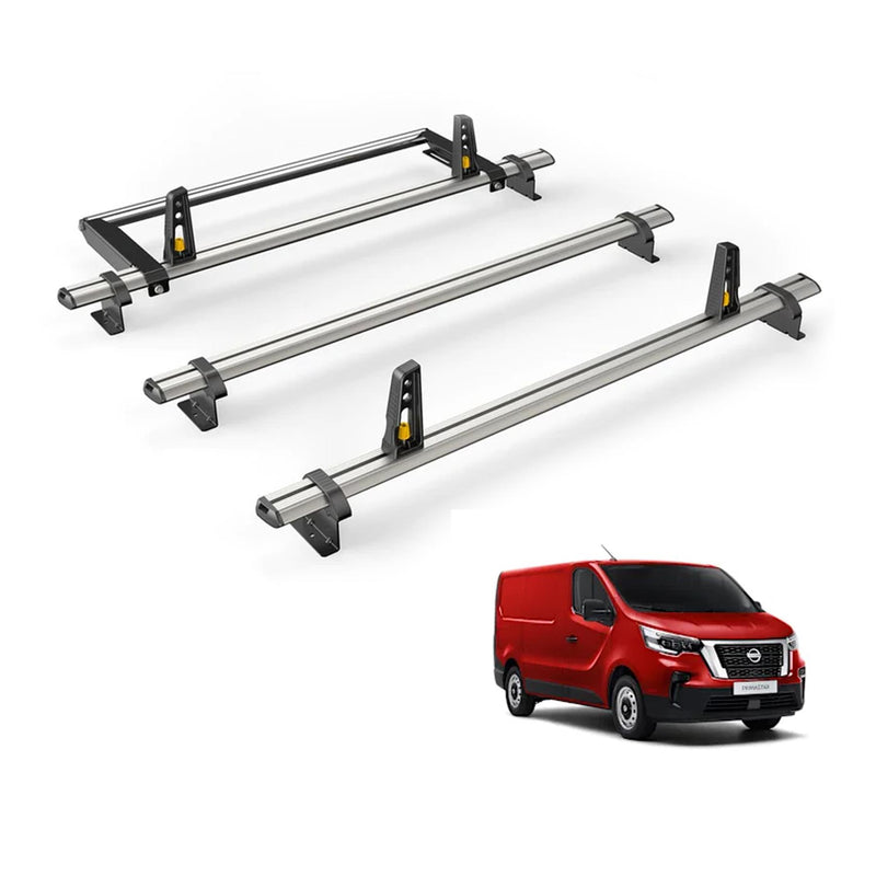 Nissan Primastar Roof Rack for 2022+ [H1] 3x Roof Bars & Roller - Van Guard Plus