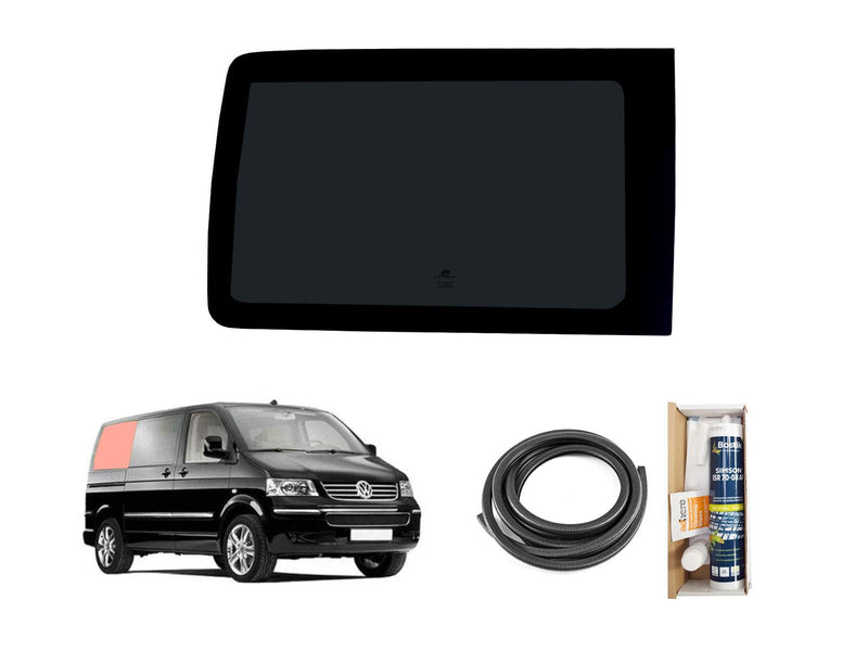 VW Transporter (2003-2015) Rear Right Hand Side Barn Door Window Privacy Camper Glass SWB with Fitting Kit