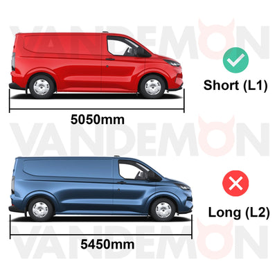 Ford Transit Custom Roof Rack for 2024+ Short (L1) 3 Bars + Loadstops Van Guard