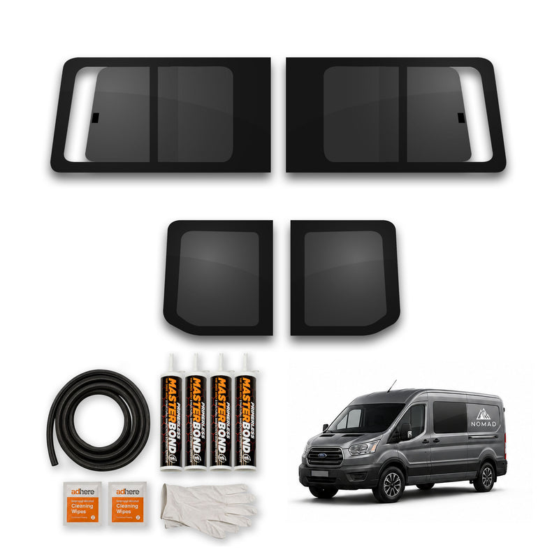 Ford Transit (2014-) Opening Side and Rear Door Window Privacy Camper Glass with Fitting Kit