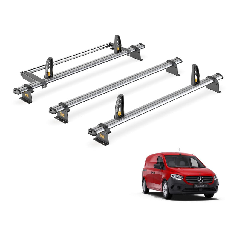 Mercedes Citan Roof Rack for 2022+ 3x Bars, Roller, Loadstops - Van Guard Trade