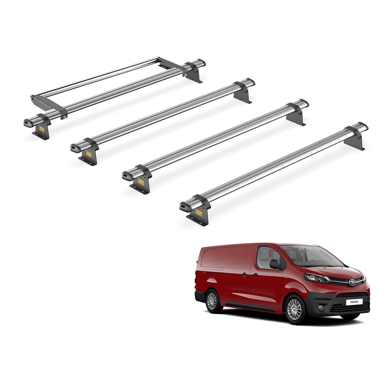 Toyota ProAce (2016-2024) - 4 Van Guard Ultibar Trade Roof Bars + Roller