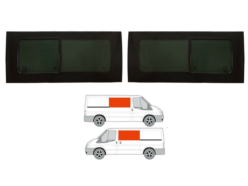 Ford Transit (2000-2014) Driver and Passenger Side Opening Window Privacy Camper Glass MWB