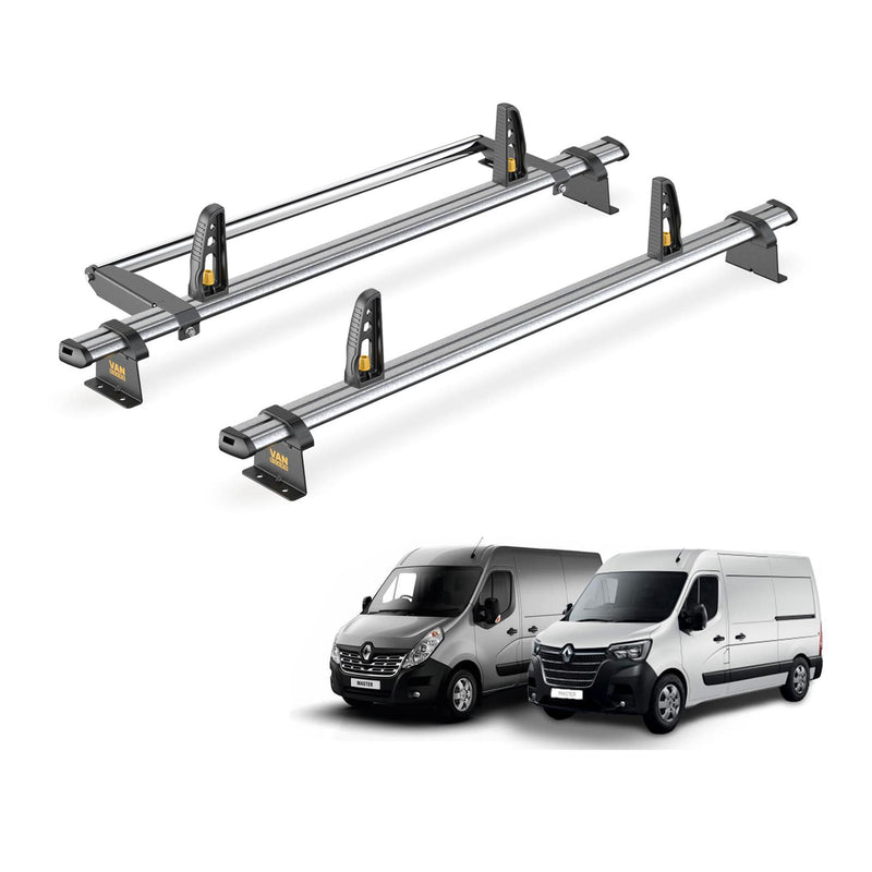 Renault Master Roof Rack (2010+) 2x Bars + Roller + Loadstops Van Guard Trade
