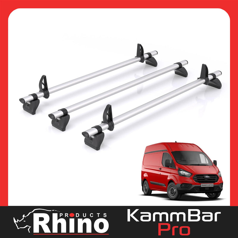 Ford Transit Custom - 3 Rhino Kammbar Pro Roof Bars (Aluminium)