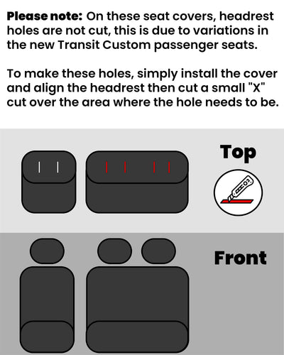 Seat Covers For Ford Transit Custom 2024+ Tailored 1+2 Front Seats Waterproof