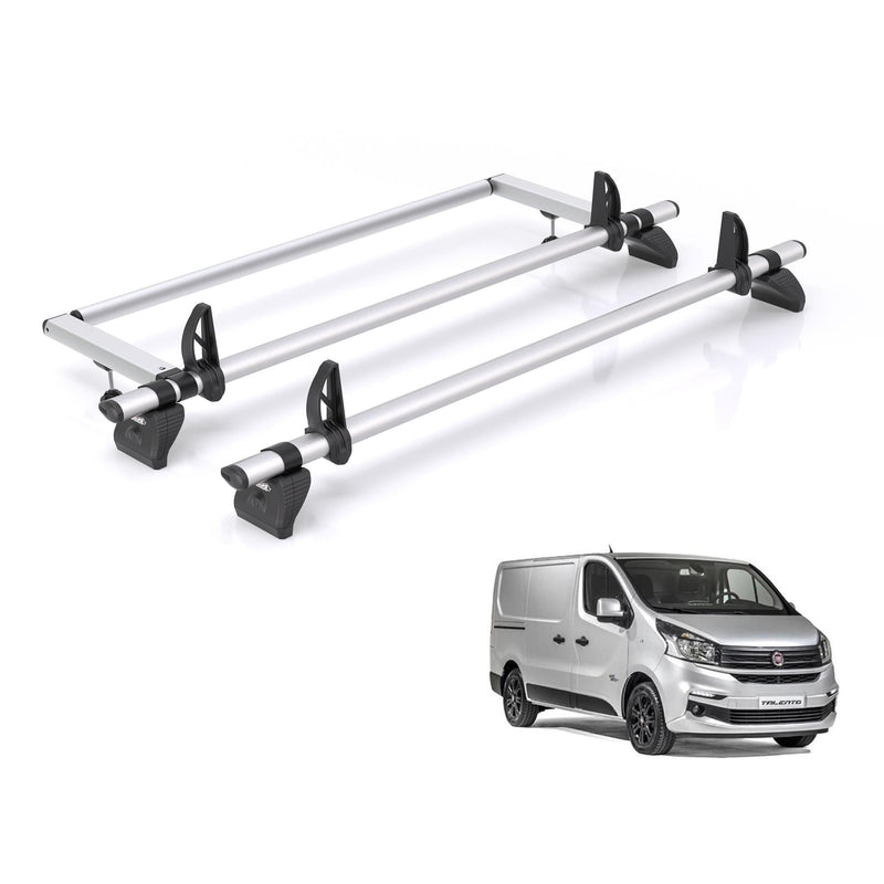 Fiat Talento (2016-2020) - 2 Rhino Kammbar Pro Roof Bars + Roller (Aluminium)