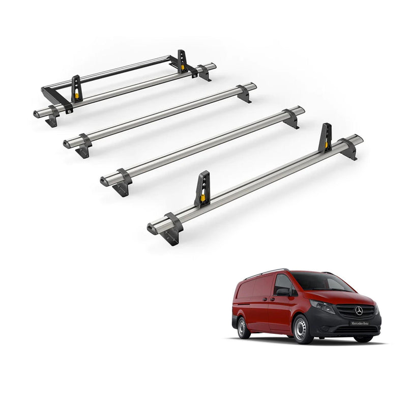Mercedes Vito (2014-) - 4 Van Guard Ultibar Plus Roof Bars + Roller