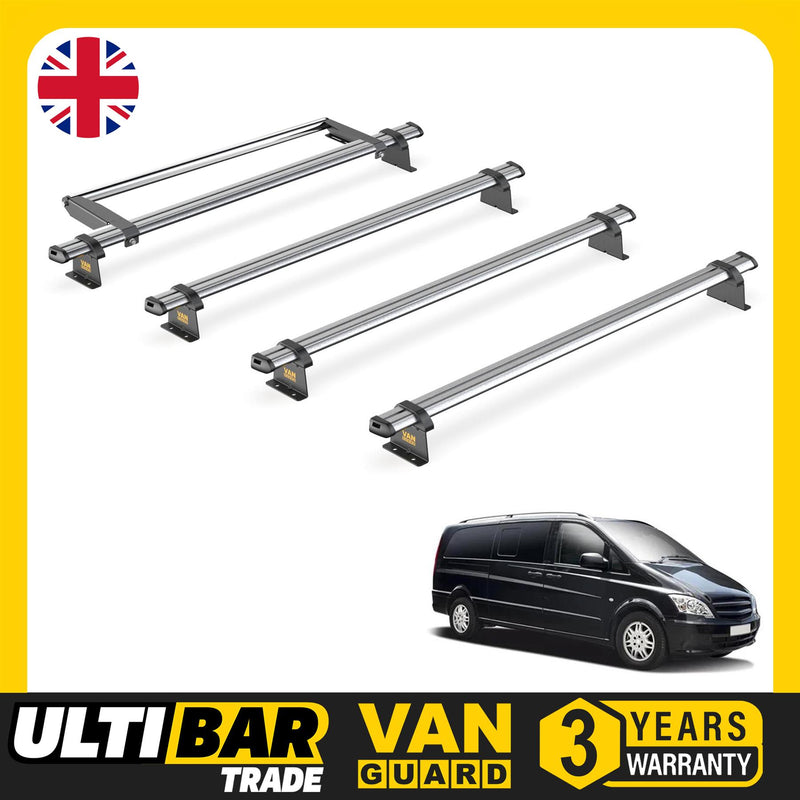Mercedes Vito (2003-2014) - 4 Van Guard Ultibar Trade Roof Bars + Roller
