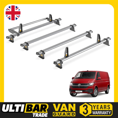 VW Transporter Roof Rack for 2015+ Long [Tailgate] 4 Bars Bundle Van Guard Trade