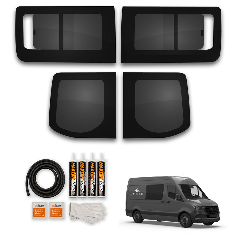 Mercedes Sprinter (2018-) Opening Side and Rear Door Window Privacy Camper Glass with Fitting Kit