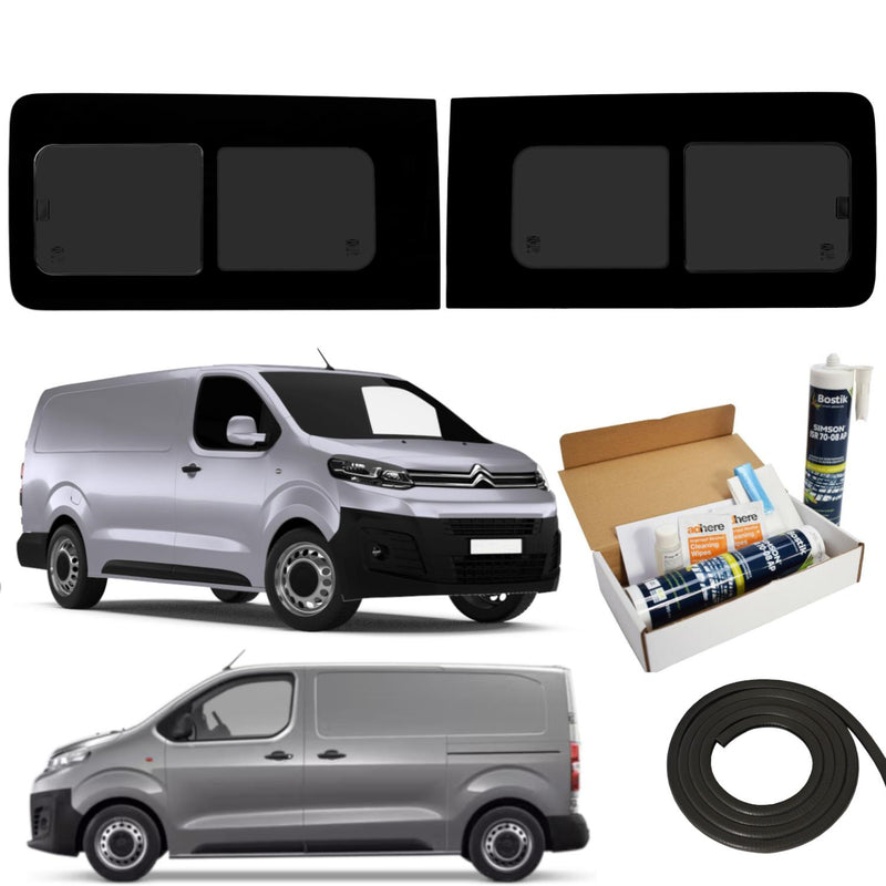 Citroen Dispatch (2016-) Driver and Passenger Side Opening Window Privacy Camper Glass with Fitting Kit