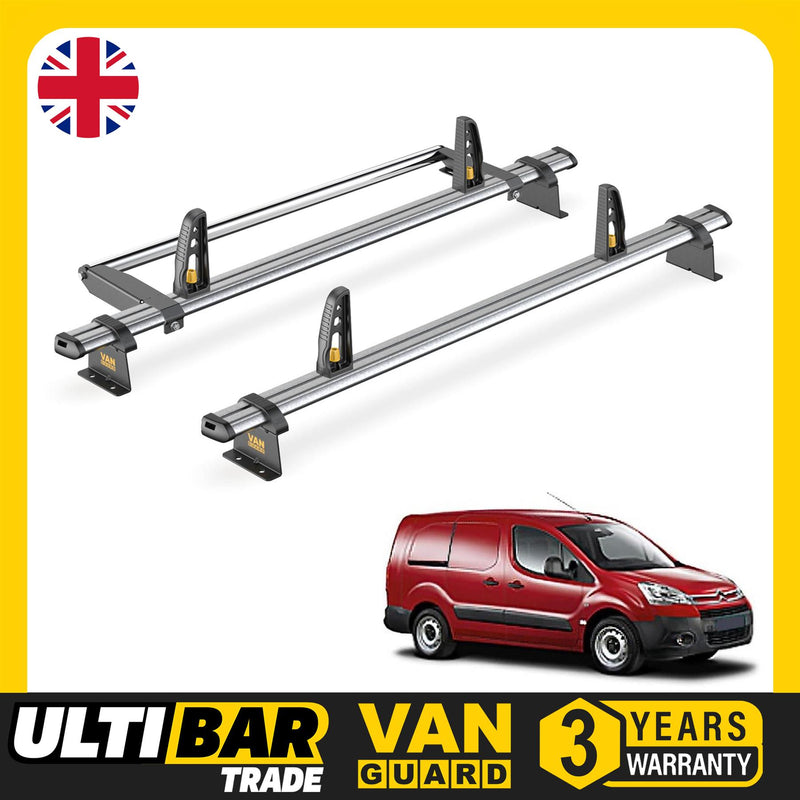 Citroen Berlingo Roof Rack for 2008-18 [L2] 2 Roof Bars & Roller Van Guard Trade