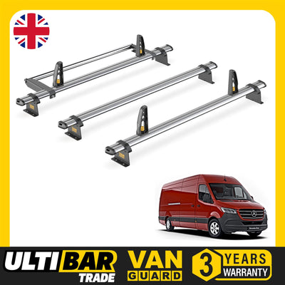 Mercedes Sprinter Roof Rack 2018+ H2 Roof 3x Bars & Roller Van Guard Ulti Trade