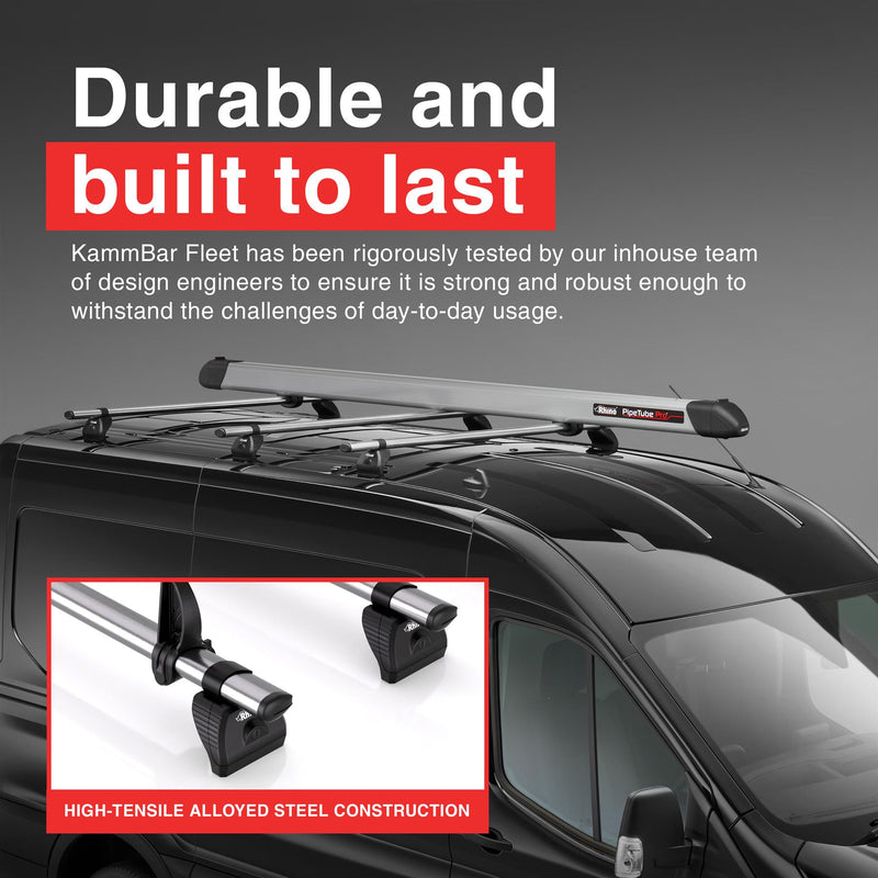 Renault Master (2010-2024) - 3 Rhino Kammbar Fleet Roof Bars + Roller (Steel)