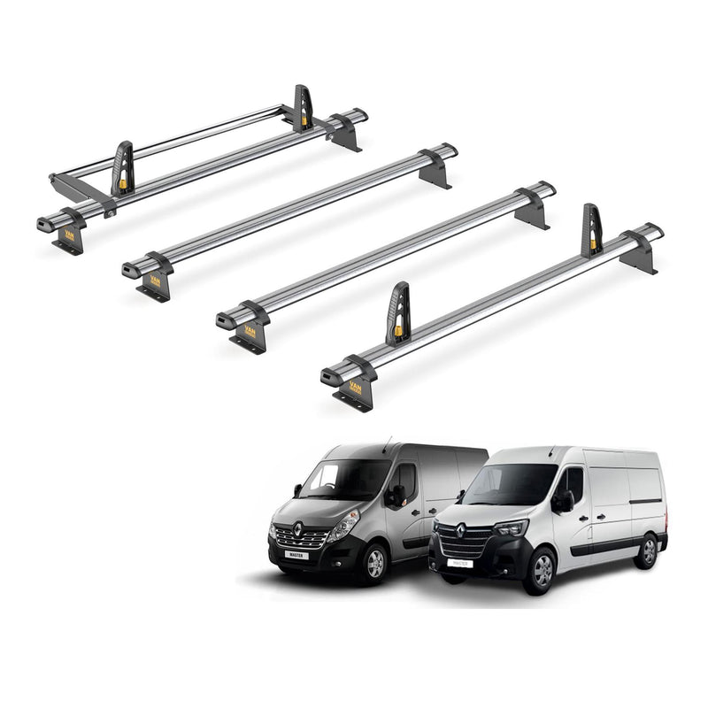 Renault Master Roof Rack (2010+) 4x Bars + Roller + Loadstops Van Guard Trade