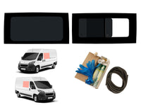 Peugeot Boxer (2006-) Driver Opening Passenger Fixed Side Windows Privacy Camper Glass with Fitting Kit