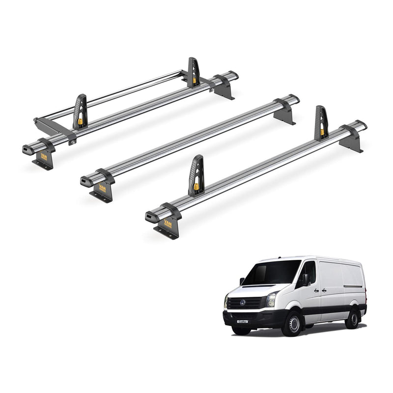 VW Crafter Roof Rack for 2006-2017 L1H1 3 Bars + Rollers Van Guard UltiBar Trade