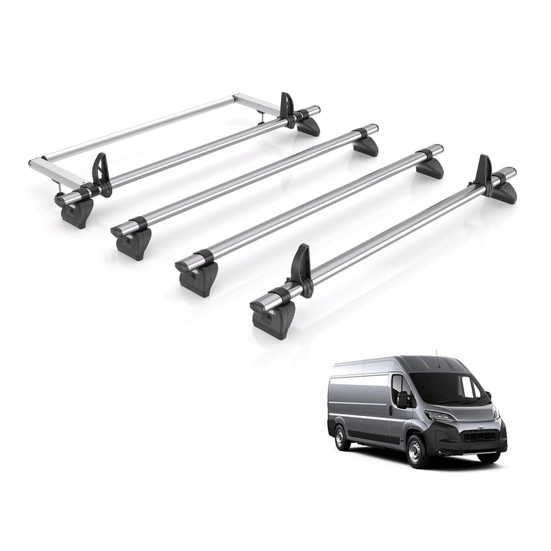 Toyota ProAce (2024-) Max - 4 Rhino Kammbar Fleet Roof Bars + Roller (Steel)