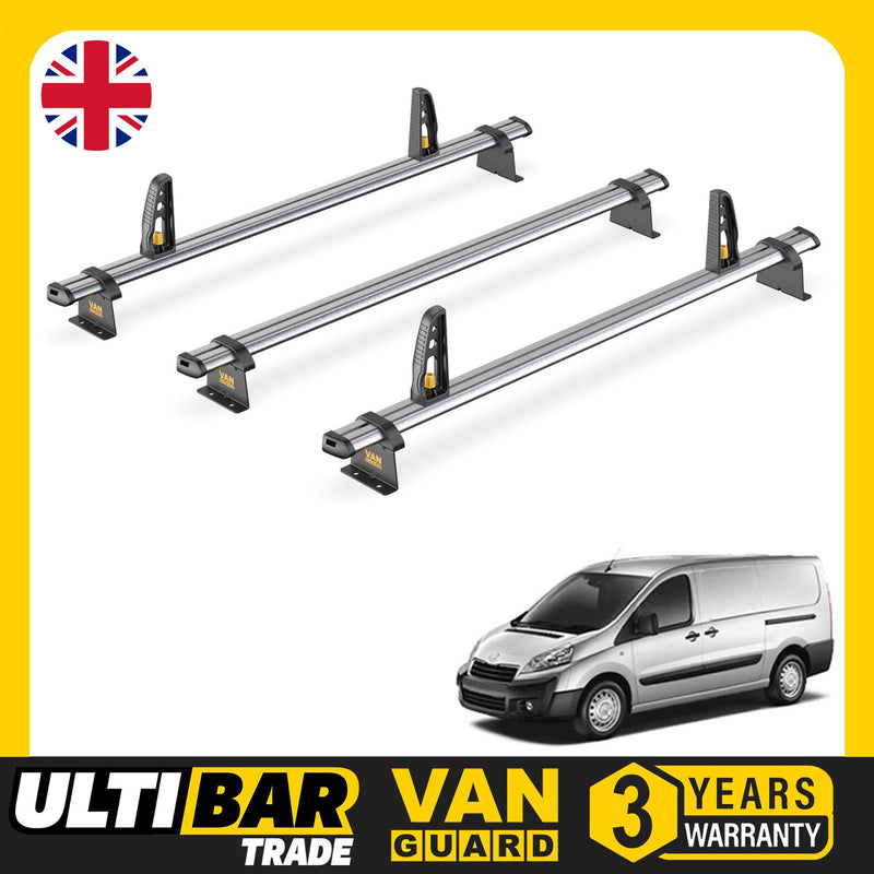 Peugeot Expert Roof Rack for 2007-2016  H1 Roof 3x Bars Van Guard Ultibar Trade