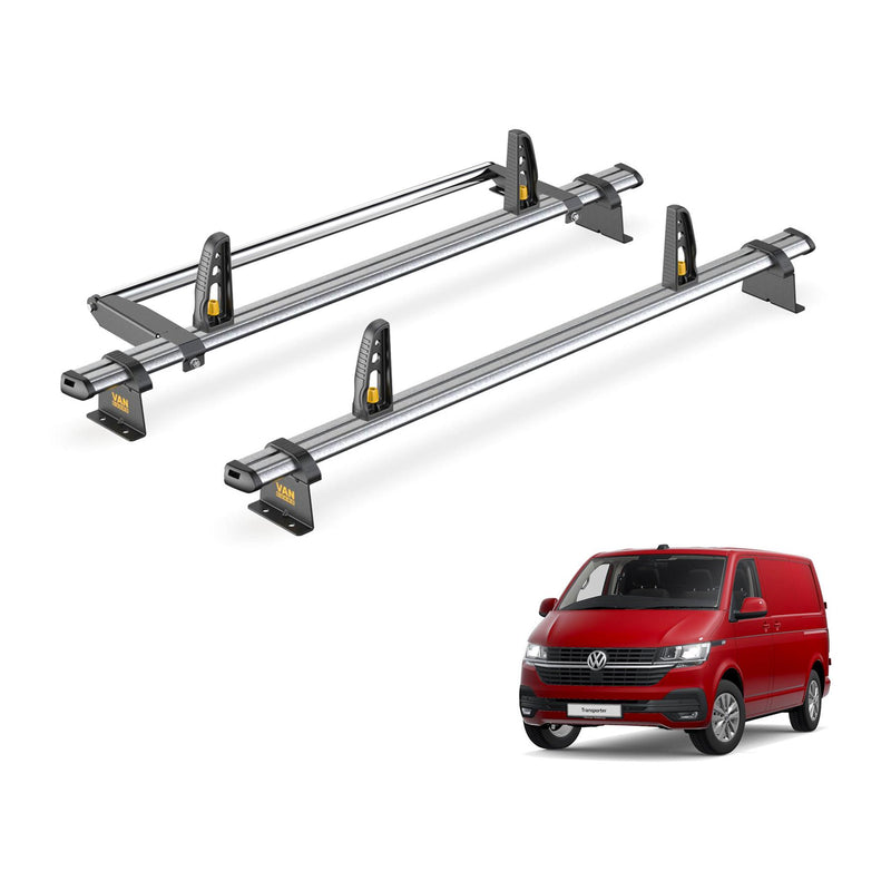VW Transporter Roof Rack for 2015+ [Barn Doors] 2x Bars & Roller Van Guard Trade