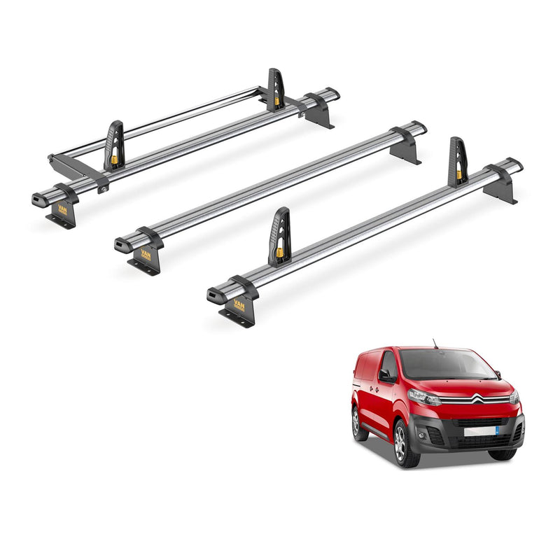 Peugeot Expert Roof Rack (2016+) [Compact] 3x Bars & Roller Van Guard Ulti Trade
