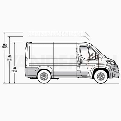 Vauxhall Movano Roof Rack for 2022+ [H1/H2] 2x Bars & Roller - Van Guard Plus