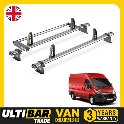 Citroen Relay Roof Rack for H1/H2 Roof 2x Bars & Roller Van Guard Ulti Trade