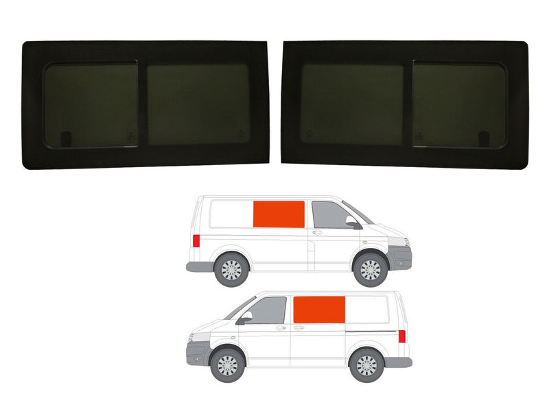 VW Transporter T6 (2015-2022) Driver and Passenger Side Opening Window Privacy Camper Glass