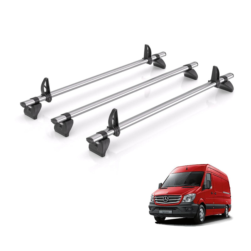 Mercedes Sprinter (2006-2018) - 3 Rhino Kammbar Fleet Roof Bars (Steel)