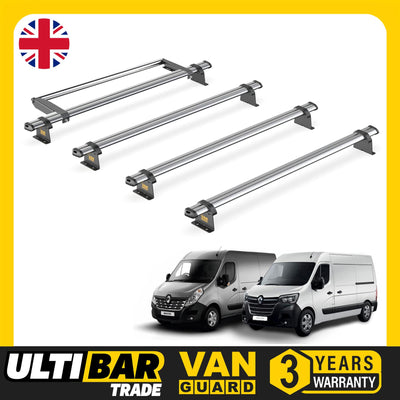 Renault Master (2010-2024) - 4 Van Guard Ultibar Trade Roof Bars + Roller