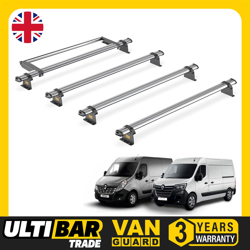 Renault Master (2010-2024) - 4 Van Guard Ultibar Trade Roof Bars + Roller