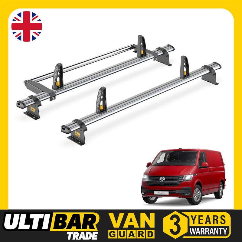 VW Transporter Roof Rack for 2015+ [Barn Doors] 2x Bars & Roller Van Guard Trade