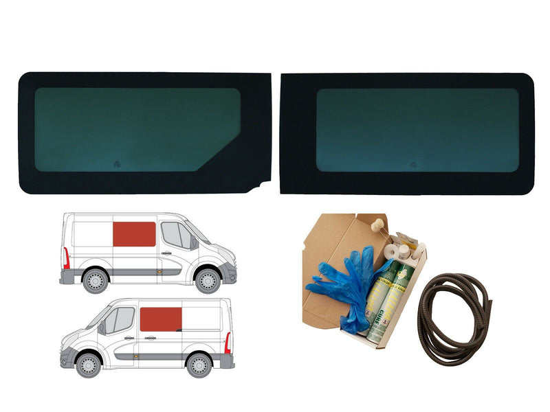 Renault Master (2010-2024) Driver and Passenger Side Fixed Window Privacy Camper Glass with Fitting Kit