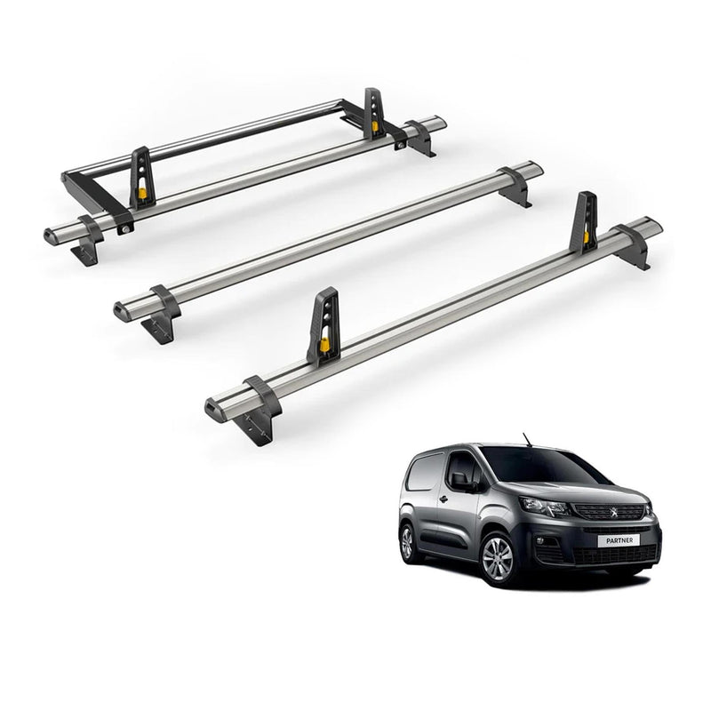 Peugeot Partner (2018-) - 3 Van Guard Ultibar Plus Roof Bars + Roller