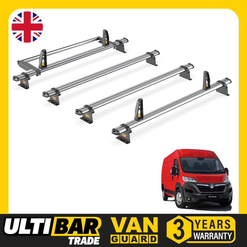 Vauxhall Movano Roof Rack for 2010-2021 4x Bars & Roller & Loadstops Van Guard