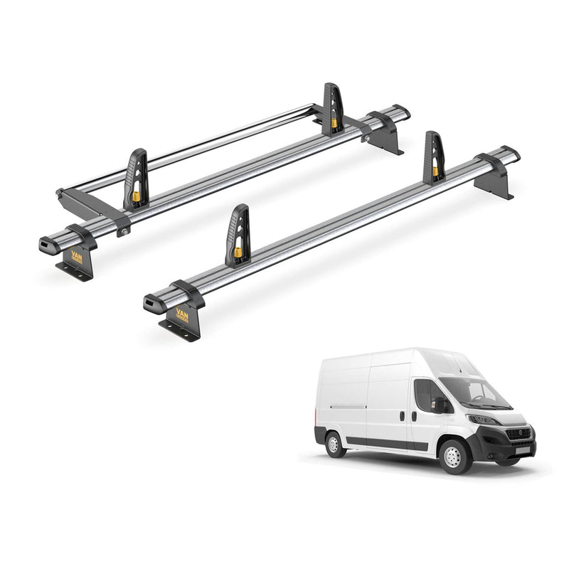 Fiat Ducato Roof Rack for 2006+ [H3 Roof] 2 Bars, Roller, Loadstops - Van Guard