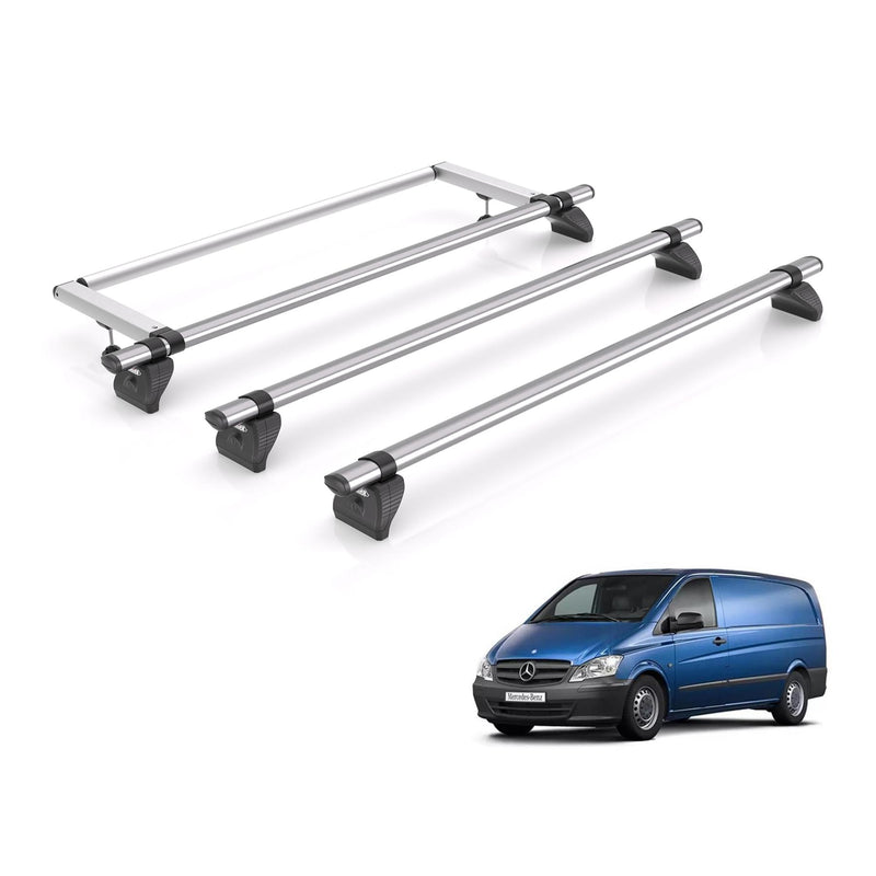 Mercedes Vito Roof Rack For 2003-2014 Compact/Long Models With Barn Doors 3 Bars