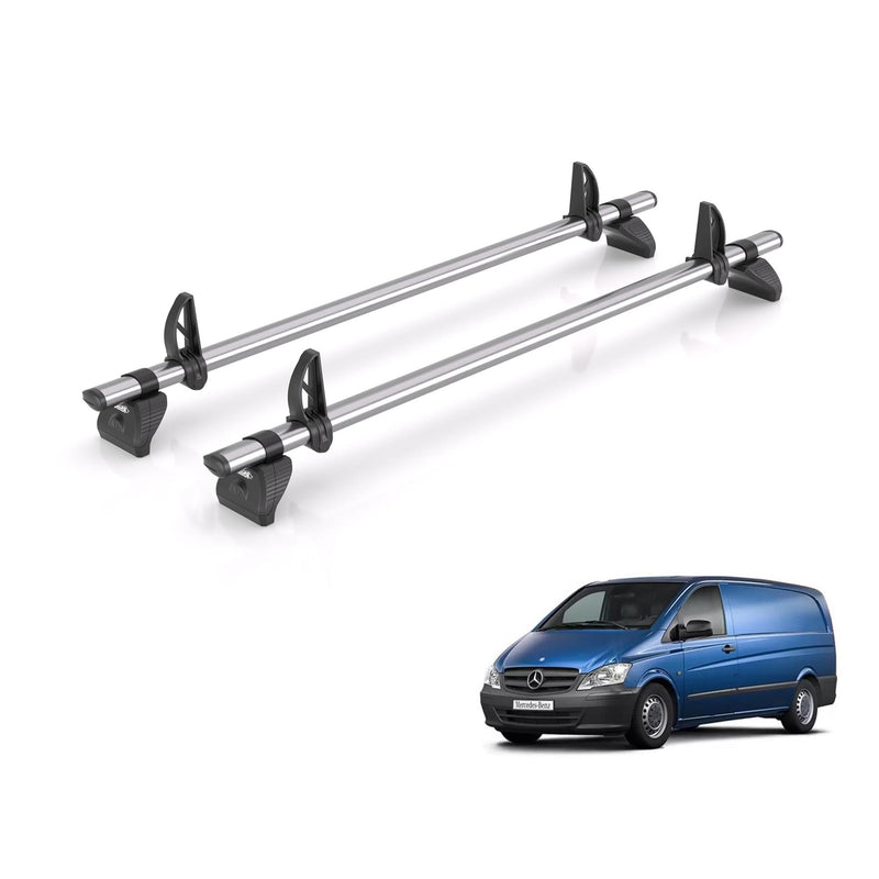 Mercedes Vito (2003-2014) - 2 Rhino Kammbar Fleet Roof Bars (Steel)
