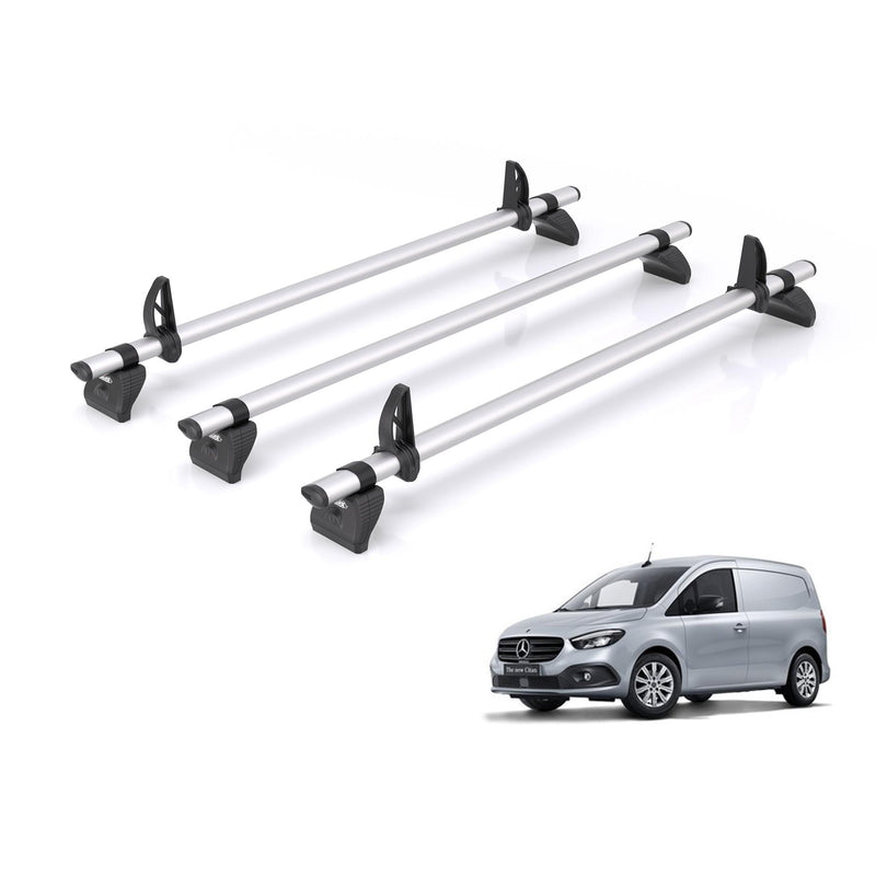 Mercedes Citan (2022-) - 3 Rhino Kammbar Pro Roof Bars (Aluminium)