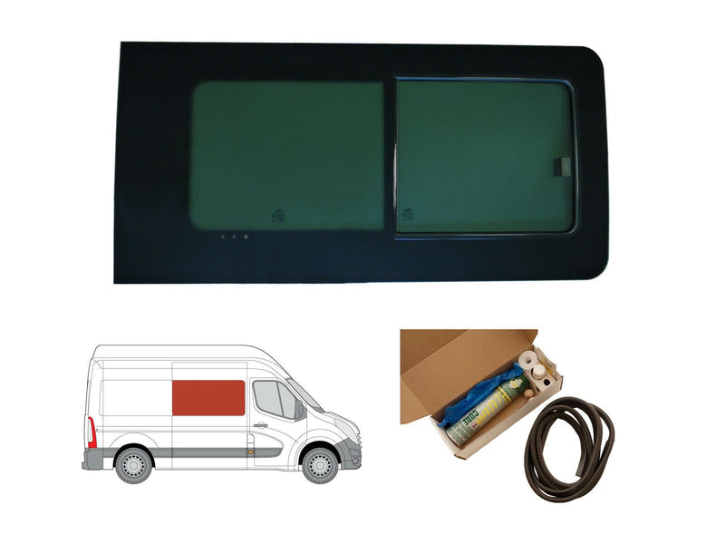 Renault Master (2010-2024) - Right Side Panel Dark Tint Opening Window & Fitting Kit