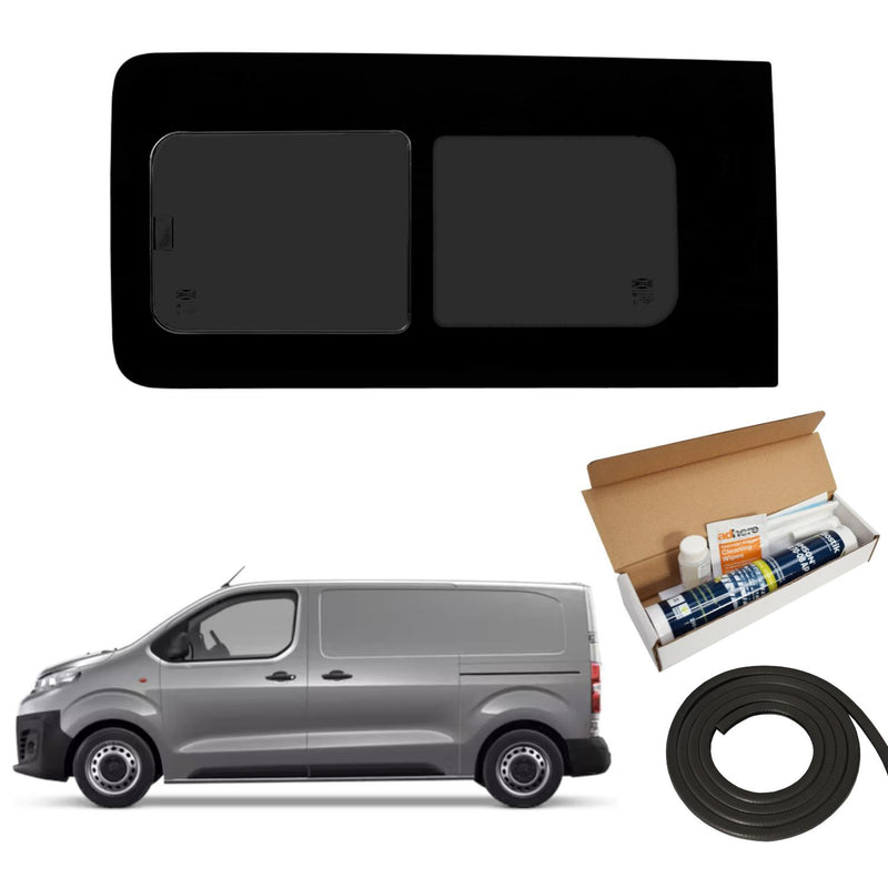 Citroen Dispatch (2016-) - Left Hand Sliding Door Dark Tint Opening Window & Fitting Kit