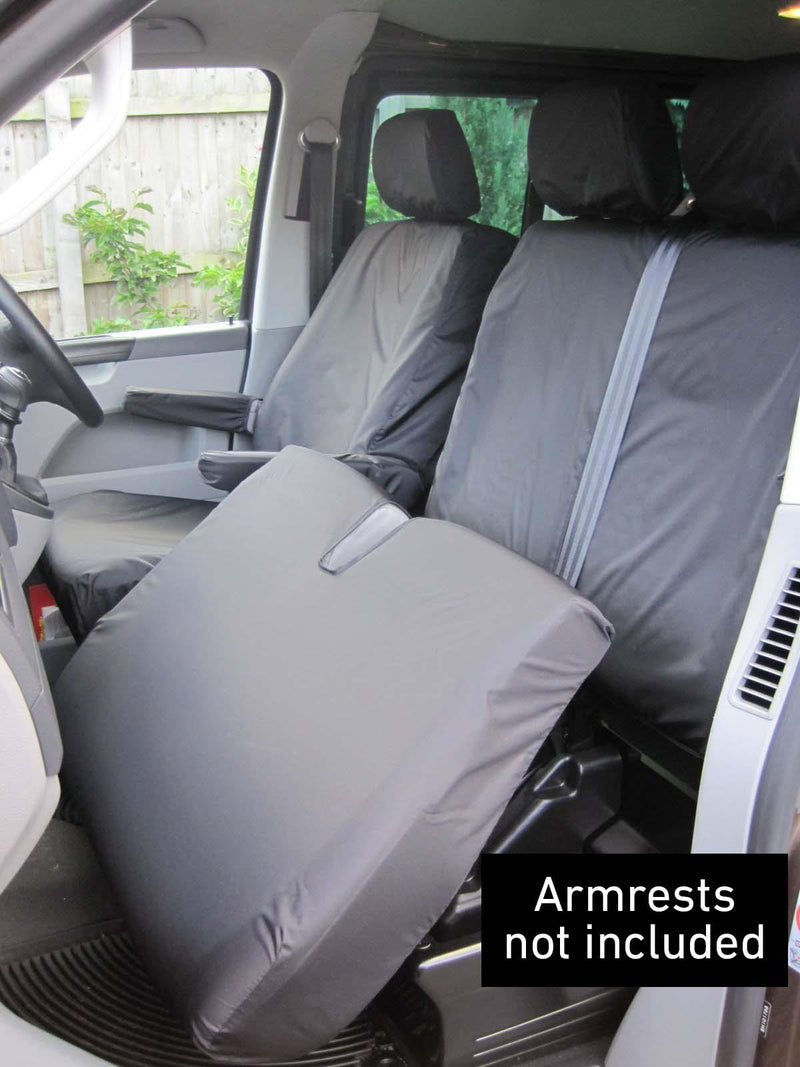 VW Transporter (T5 2010-2015) - Tailored Front Row Seat Covers in Black (1+2)