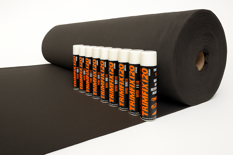 Van Lining in Dark Grey (10m) & Trim Spray (10 Cans)