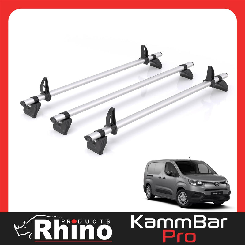 Toyota Proace (2020-) City - 3 Rhino Kammbar Pro Roof Bars (Aluminium)